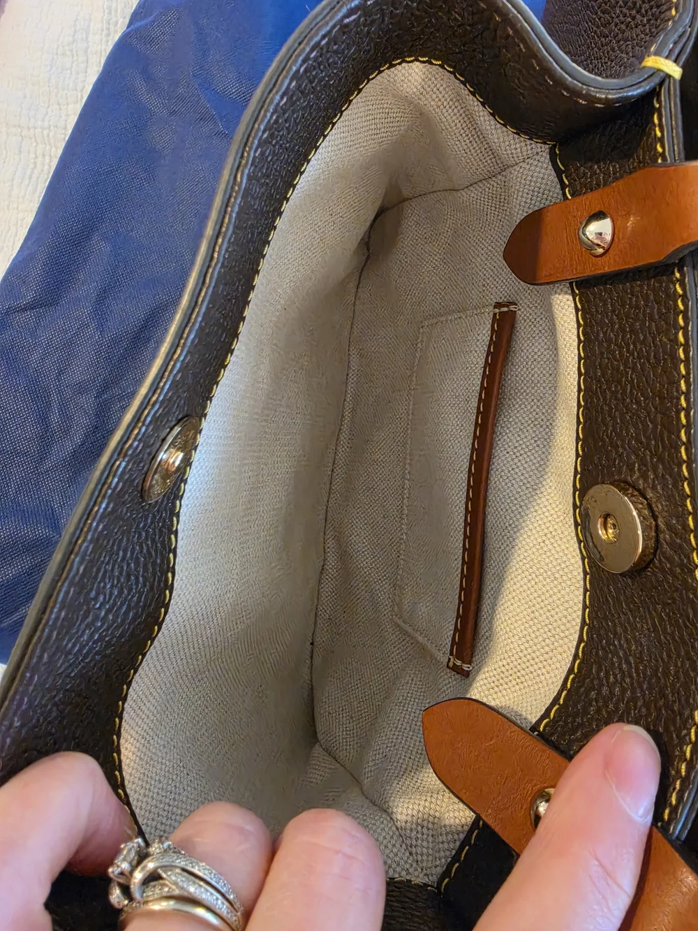 Dooney & Bourke Pebbled Leather Barlow Satchel -dark Brown With Tan Trim